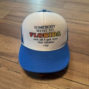Vintage Florida Trucker Snapback Hat Travel Funny Vacation Men's OSFM